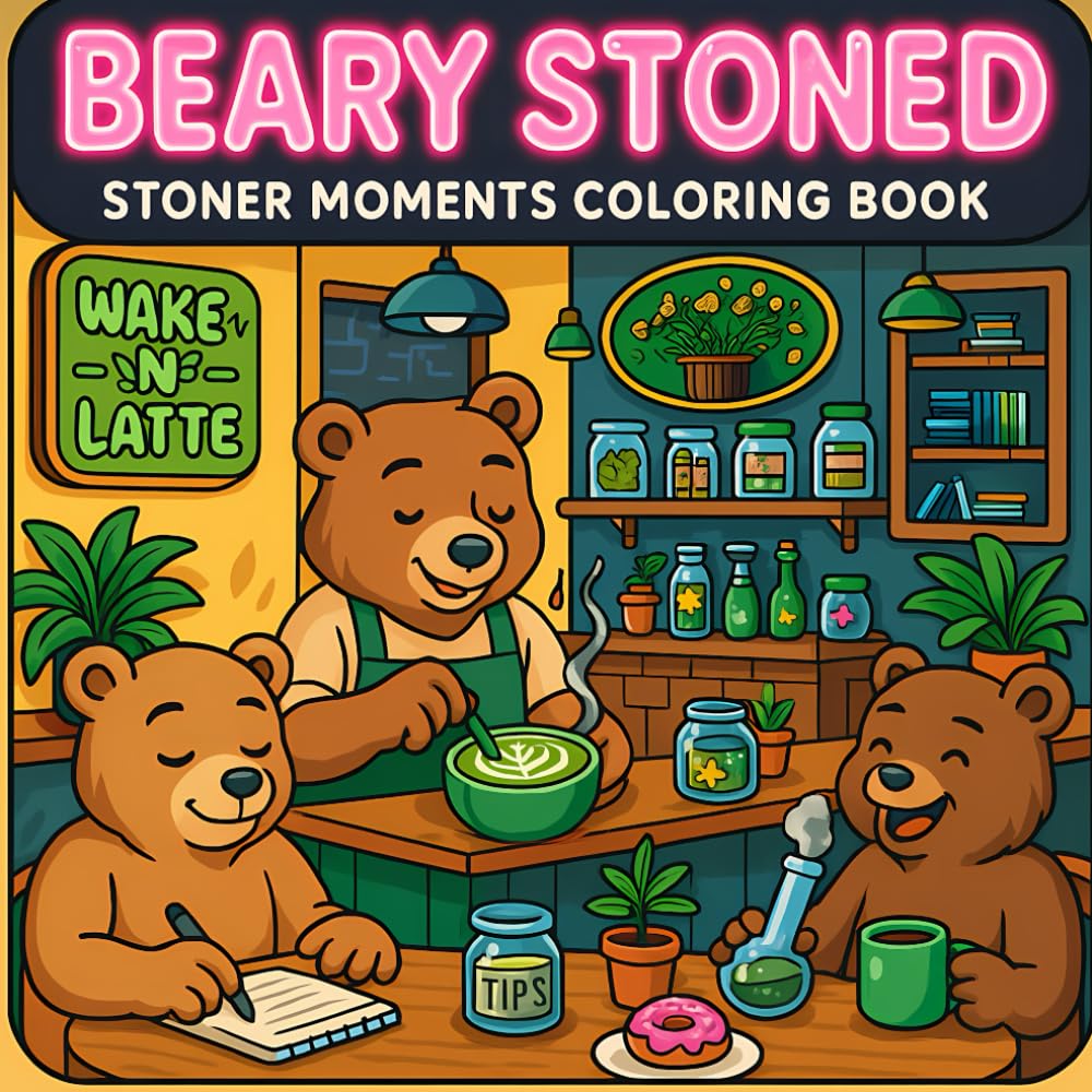 Beary Stoned: A Cozy & Funny Adult Coloring Book for Weed Smokers and Stoner Vibes: 40 Hilarious Cannabis-Themed Coloring Pages Featuring High Hygge ... – Perfect for 420 Enthusiasts and Relaxation