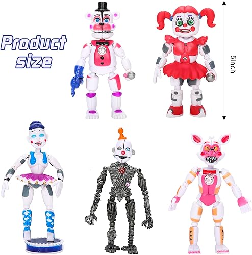 Miniatura 5 de Juego de 5 figuras de acción, 5 piezas inspiradas en las cinco noches, articulaciones movibles coleccionables para juguetes