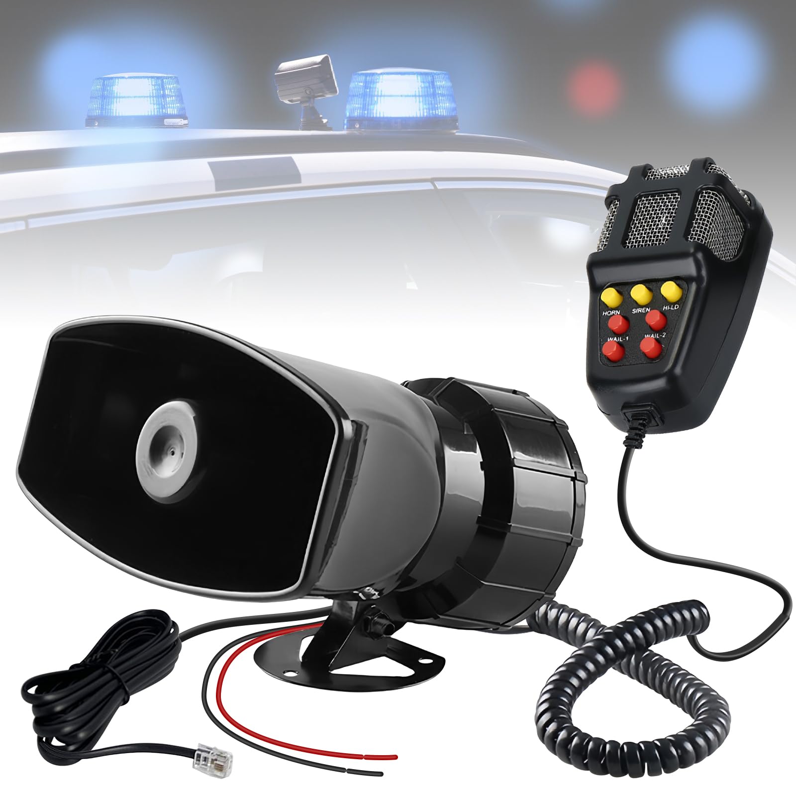 Haut-parleur sirène 12 V 100 W 7 tons Klaxon de voiture avec microphone Corne pour van, bateau, camion, moto