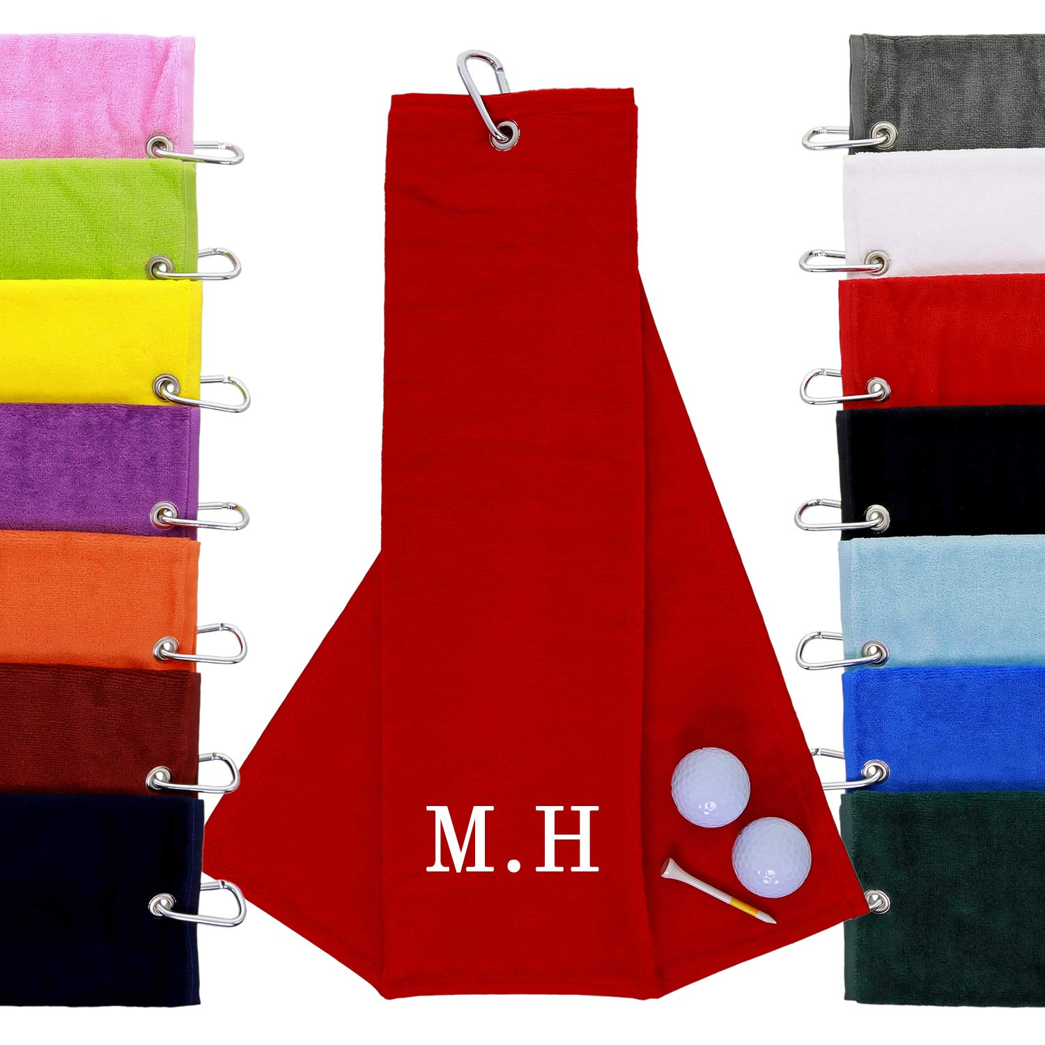aztex Personalised Tri-Fold Golf Towel, 550gsm, Red