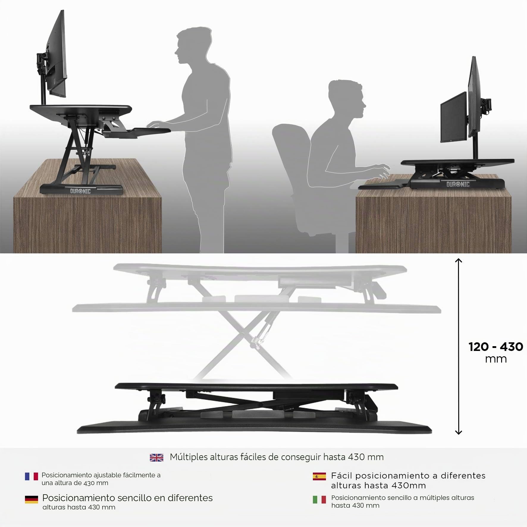 Duronic DM05D16 Soporte de Mesa para Ordenador con Altura Ajustable