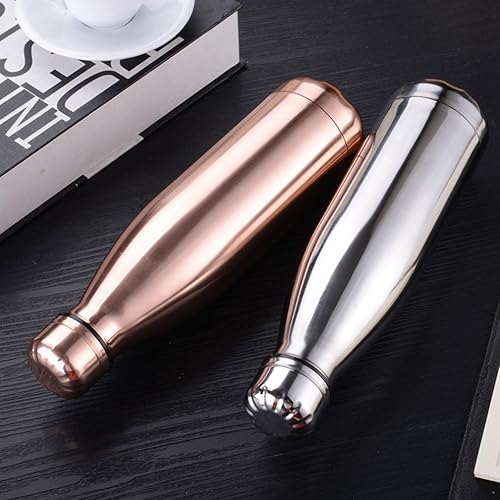 Miniatura 6 de JPOJPO Proceso de chapado de botella de agua aislada de 17 onzas, botella de acero inoxidable de doble pared al vacío para deportes al aire libre,