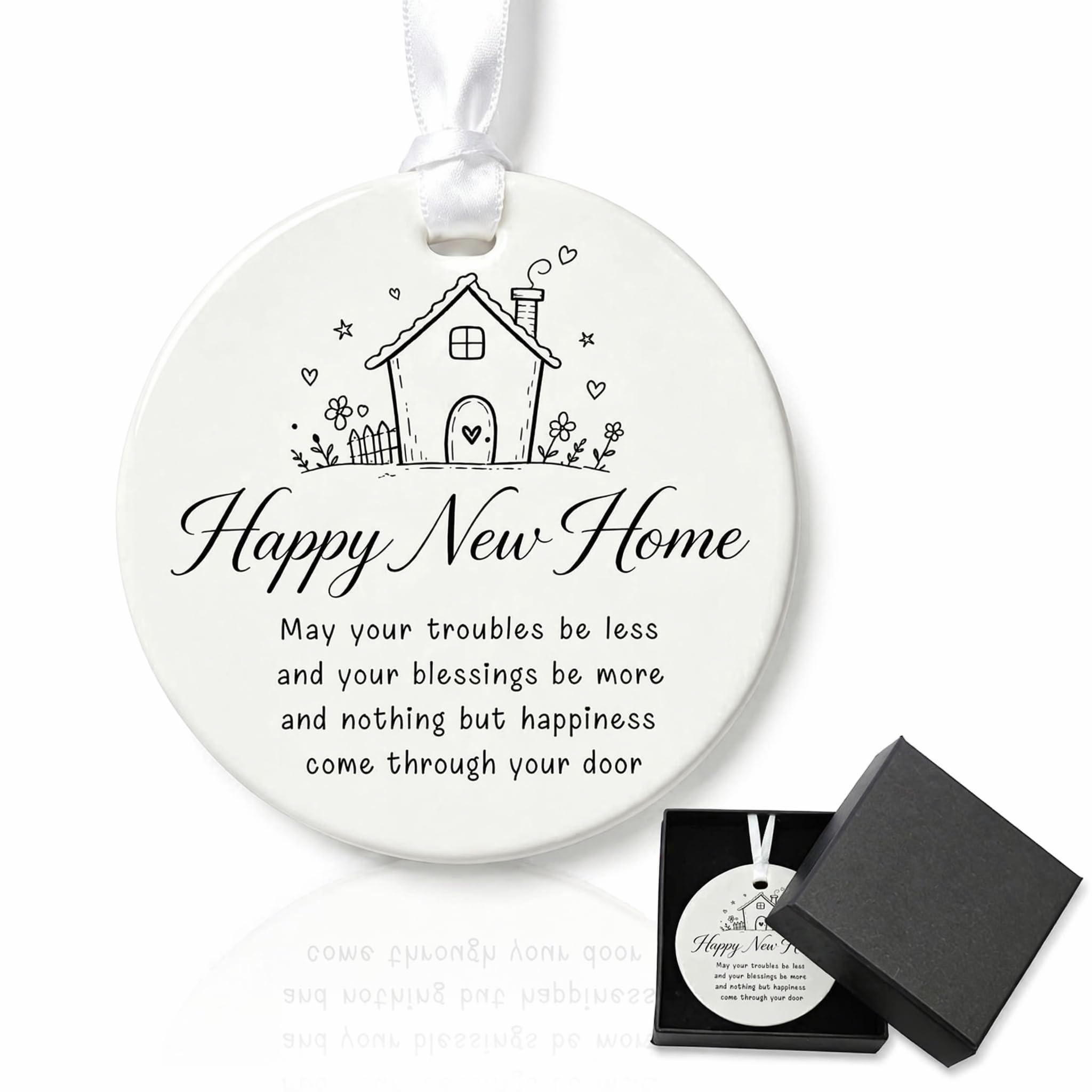 LCOLYDM New Home Gifts for Couple Family, Housewarming Keepsake, Ceramic House Hanging Ornament, First Moving Gift, 1 Pc