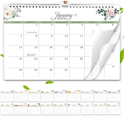 Calendario 2024-2025, calendario de pared mensual de 18 días desde enero de 2024 hasta junio de 2025, calendario de pared grande de 2024 con diseño