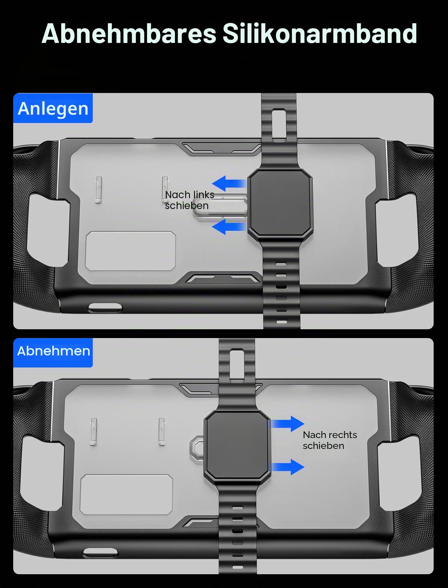 JSAUX ModCase Compatibel Mit Valve Steam Deck/OLED, PC0104 Modulares Steam Deck Hülle mit Abnehmbare Frontschale Zubehör umfasst Schutzhülle, Gesichtsabdeckung, Metallhalterung und Riemen - Basic Set