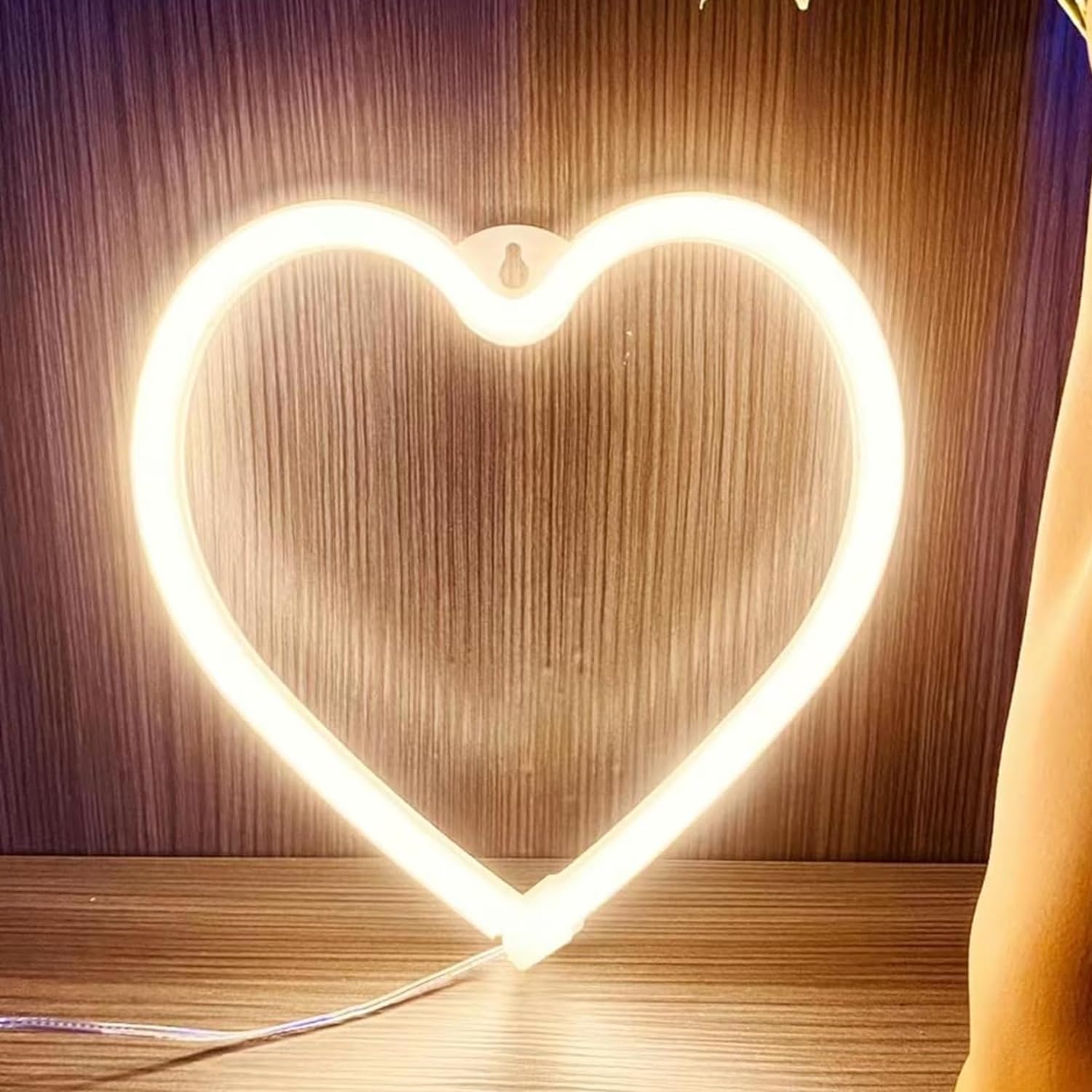 LED Neon Heart Sign,Love Hearts Neon Light for Girls Pink Room Bedroom Dorm Decor,USB or Battery Powered Heart Lamp for Wedding Valentine's Day Mother's Day Window Wall Decorations(1Pc Warm White) — image 1