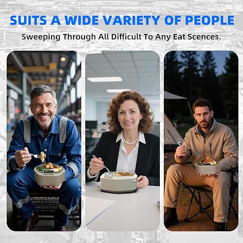 Miniatura 6 de Lonchera eléctrica inalámbrica, lonchera calentada a batería, calentador de alimentos autocalentable recargable de 16000 mAh con función de