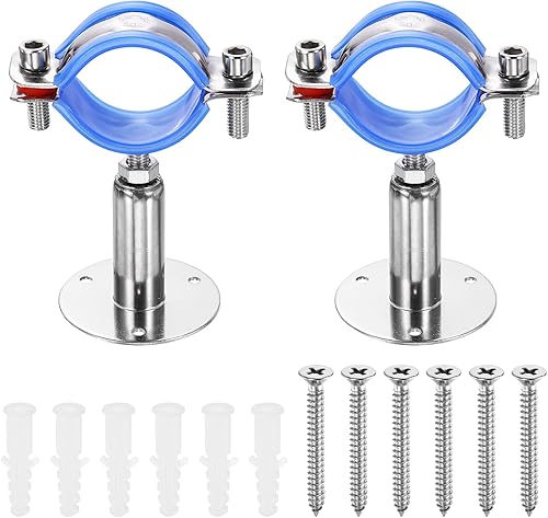 Miniatura 9 de HARFINGTON Juego de 2 soportes de montaje en pared para montaje en techo de acero inoxidable 304 Abrazadera de soporte de tubo ajustable