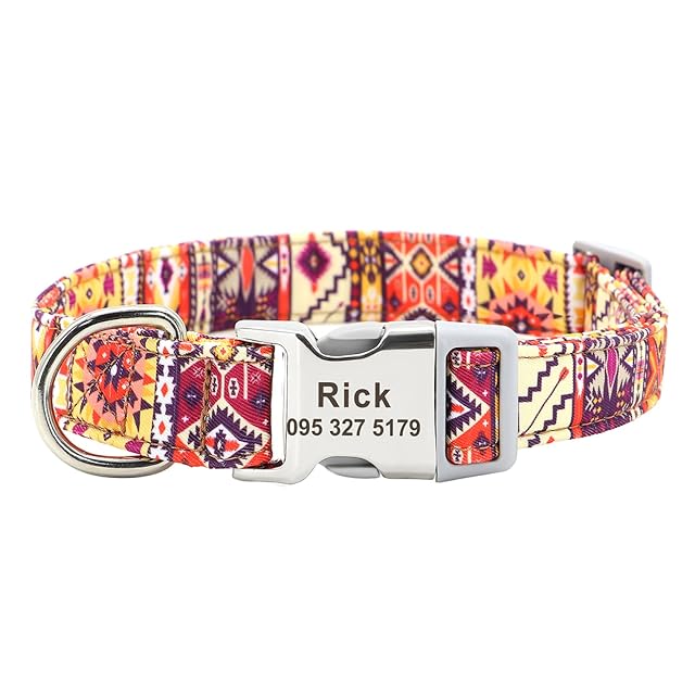 SARUEL Collar De Perro Grabado De Nailon Personalizado para Gatos Y Perros,Collares con Hebilla,Collar…