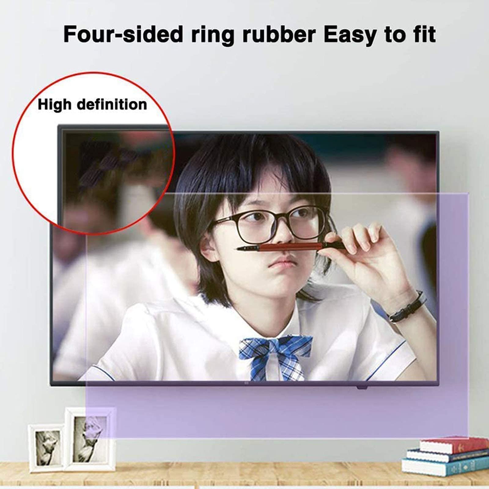 Anti Luce Blu Proteggi Schermo TV, Chiarissimo Antiriflesso Pellicola per La Protezione degli Occhi con Kit di Pulizia dello Schermo per LCD, LED, OLED E QLED 4K HDTV,32"(698 * 392)