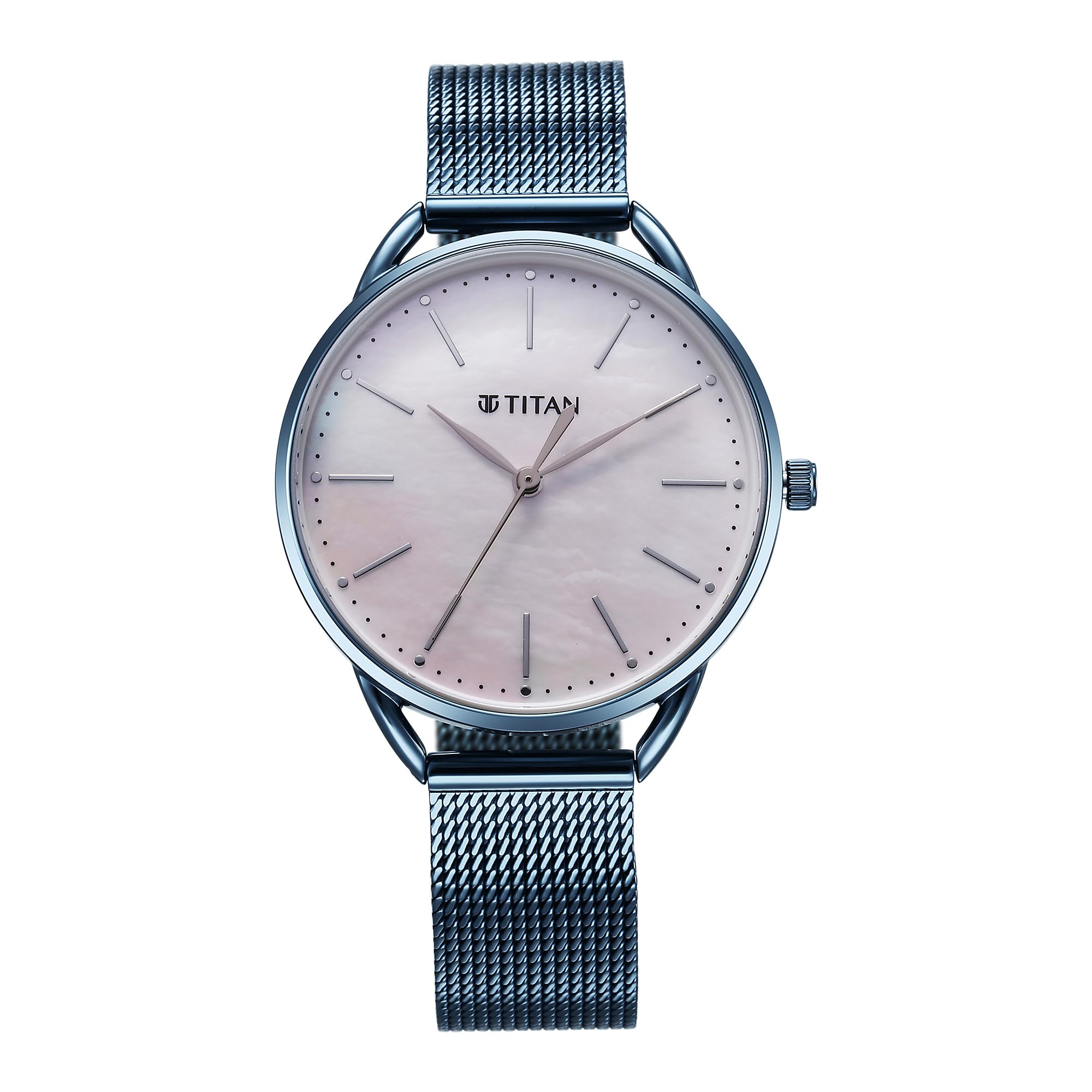 Titan Slimline Quartz Analog Mother of Pearl Dial Blue Stainless Steel Strap Watch for Women-NS95180QM01 (B0CH8GRMWD) Amazon Price History, Amazon Price Tracker
