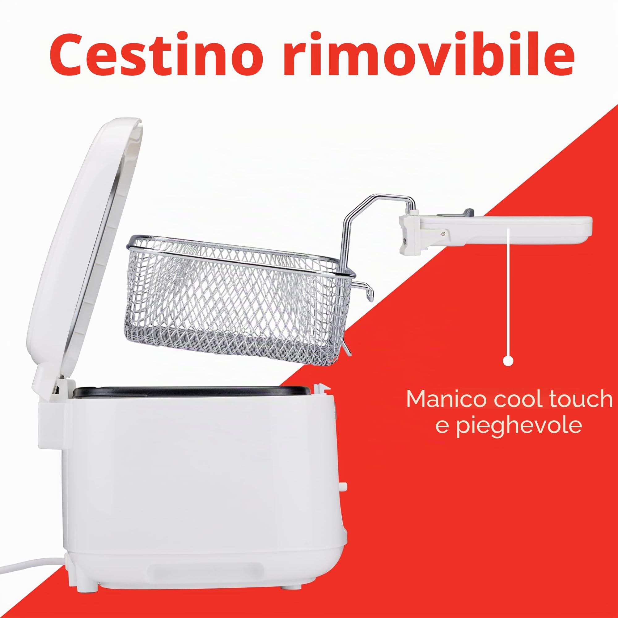 alpina Friggitrice – Friggitrice – 1800 Watt – 2,5 litri – fino a 190º –