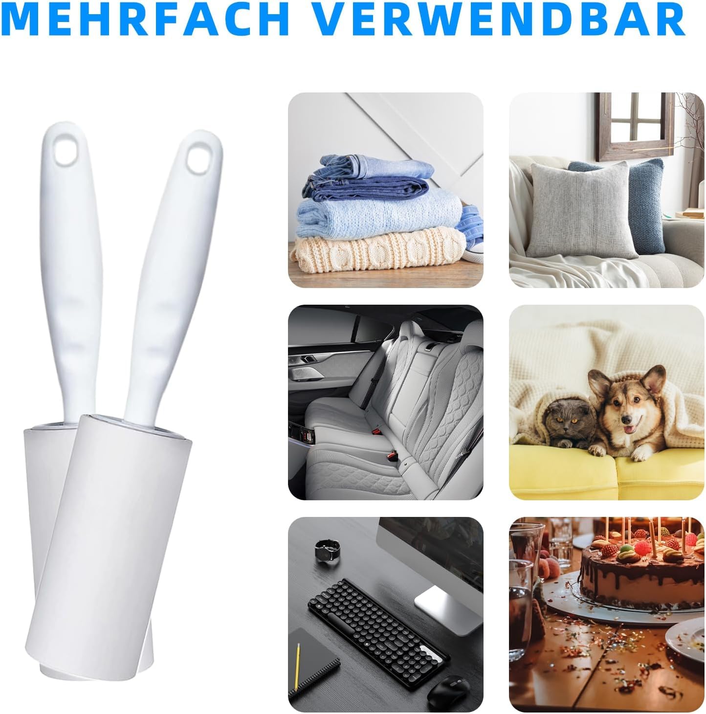 Rouleau Poils Animaux, Rouleau à Peluches Réutilisable, Rouleau à