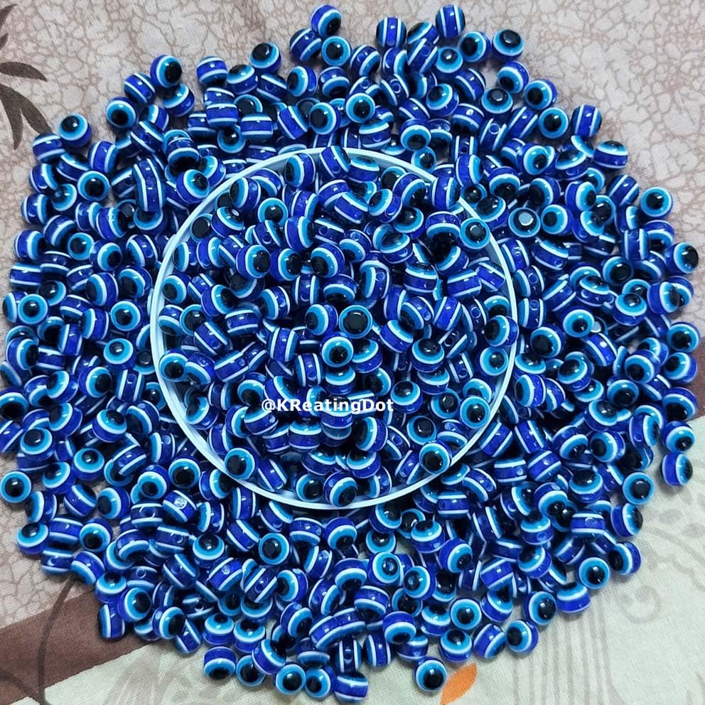 KReating Dot 100 Pieces Evil Eye 8Mm Round Blue Origional Protection Acrylic Beads From Kreating Dot|Bring Good Fortune,Health&Happiness|Beads For Craft,Key Chain&Jewellery Making|8 Mm-Size Assured