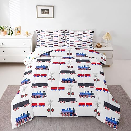 Miniatura 31 de Erosebridal Juego de edredón para niños, camión de bomberos, camión de bomberos, tamaño matrimonial, edredón acolchado de vehículo de policía, Color