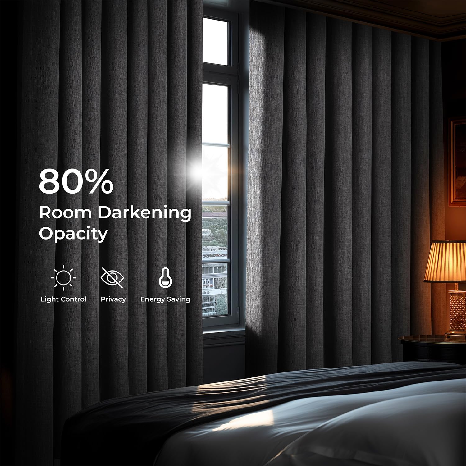 HPD Half Price Drapes BOCH-LN-DW-P - Tenda oscurante extra larga in lino (1 pannello), 250 x 223 cm, BOCH-LN18513-84-DW, colore: grigio blazer