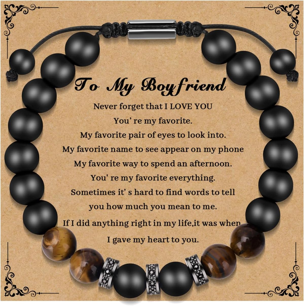 Men’s Natural Stone Bracelet for Him – Valentine’s Day Gift – Stainless Steel Chain Bracelet – 5.5-10 inches Men’s Natural Stone Bracelet for Him – Valentine’s Day Gift – Stainless Steel Chain Bracelet – 5.5-10 inches