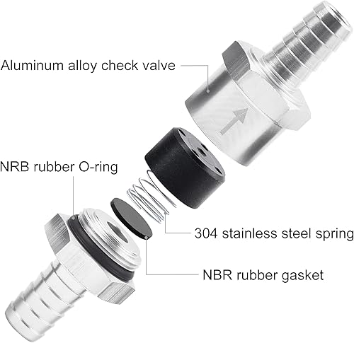 Miniatura 3 de EVIL ENERGY 532 "válvula de retención de combustible unidireccional en línea sin retorno gasolina diesel plata (0.157 in OD, 2PCS)
