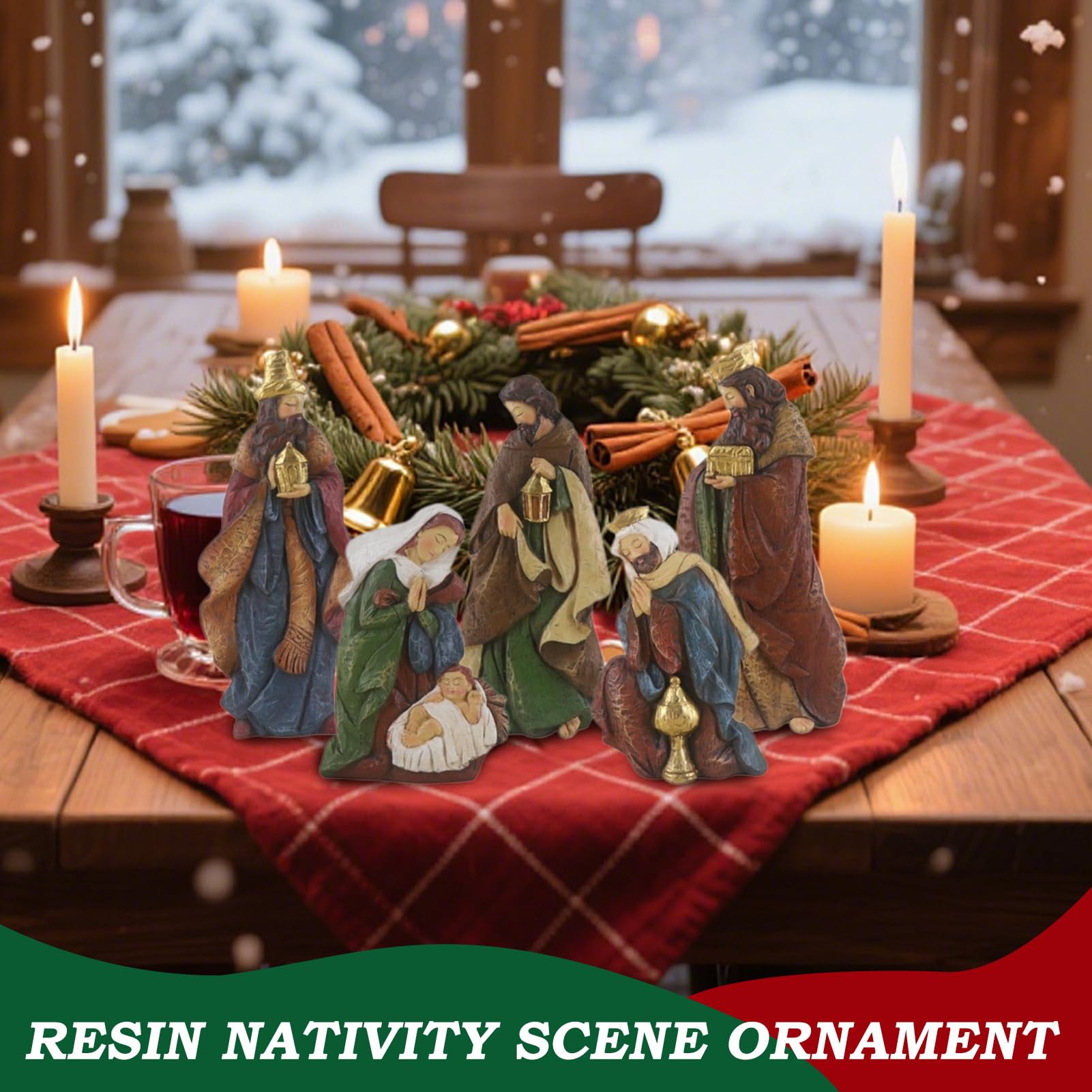 Set Per Presepe Set Classico In Resina Da 5 Pezzi | Scena Della Nascita Di Gesù Decorazione Interna Per Davanzale Chiesa Portico Tavola Da Pranzo Scuola Bambini Adulti Madre