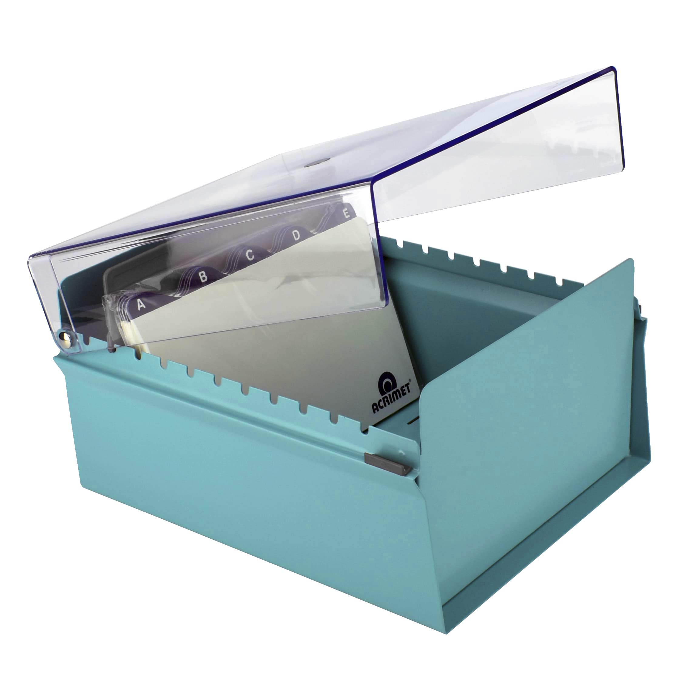 Acrimet 6" x 9" Karteikartenhalter Organizer mit Metallbasis, Robust (Inklusive AZ-Indexkarten und einem Kunststoff-Trenner) (Grüne mit klarer Kunststoffdeckelabdeckung)