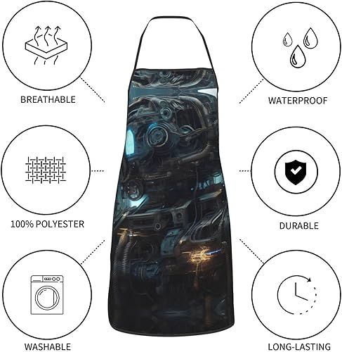 Miniatura 5 de Future Robot Delantales con bolsillo  Delantales de cocina ajustables impermeables para cocina, jardinería, salón y más, Blanco