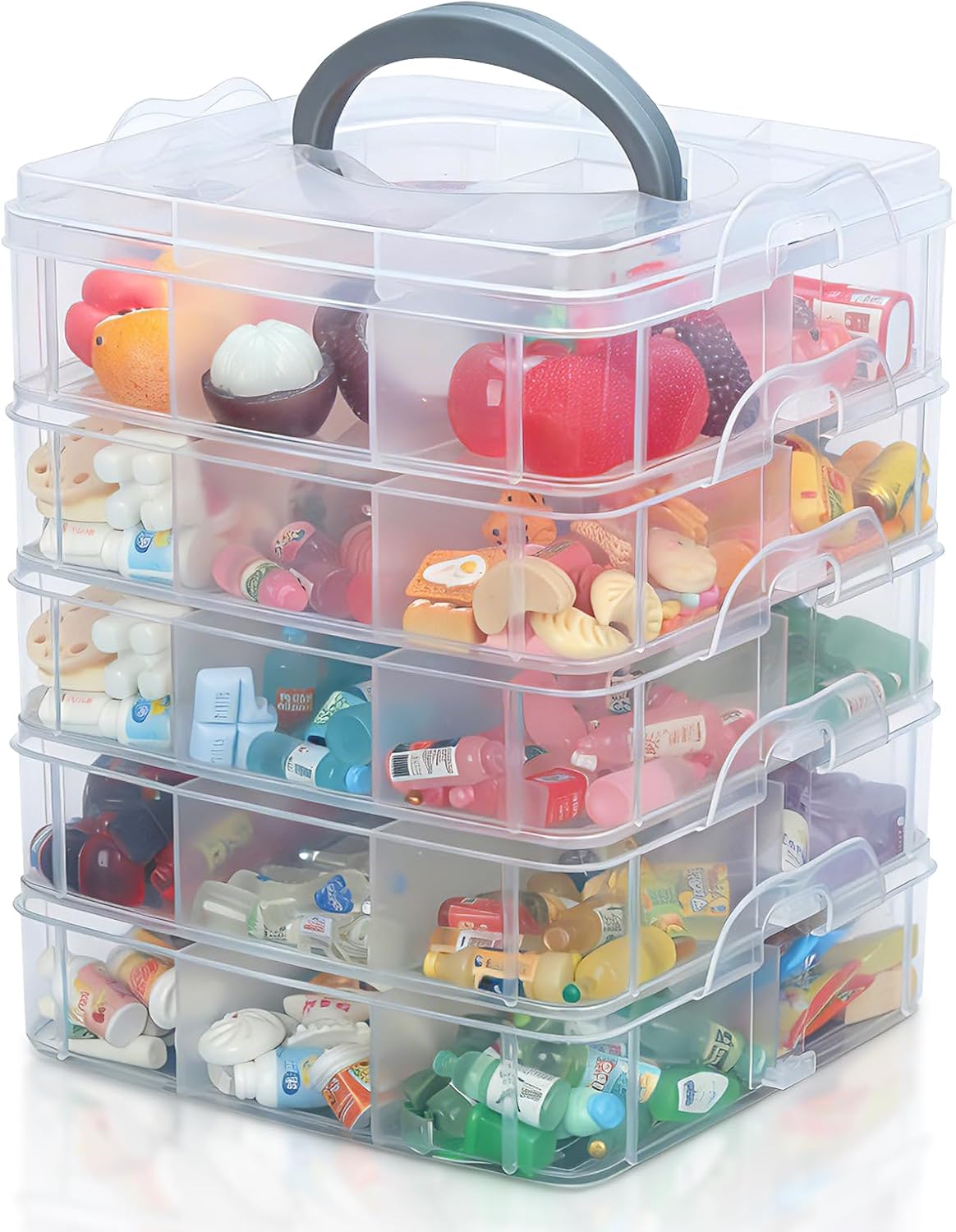 5-Tier Mini Brand Storage Case with Adjustable Compartments, Plastic Organizer Box for Mini Brand Organizer(Case Only)