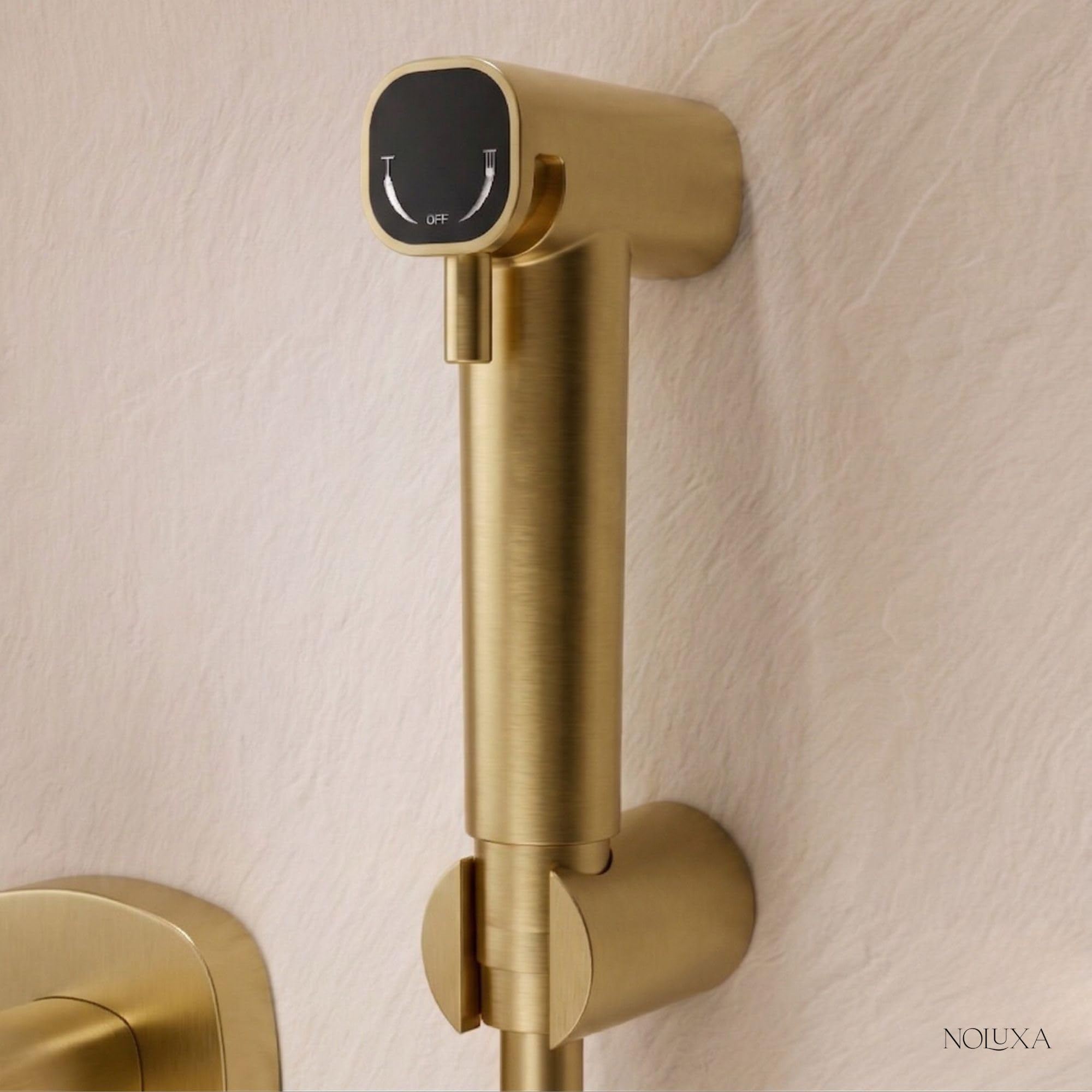 IMEX Bidet prysznic z ciepłą i zimną wodą w kolorze złotym. Bidet do zabudowy kran do toalety ze szczotkowanego złota, higieniczna pojedyncza rączka do toalety, zamiennik kranu bidetowego, seria