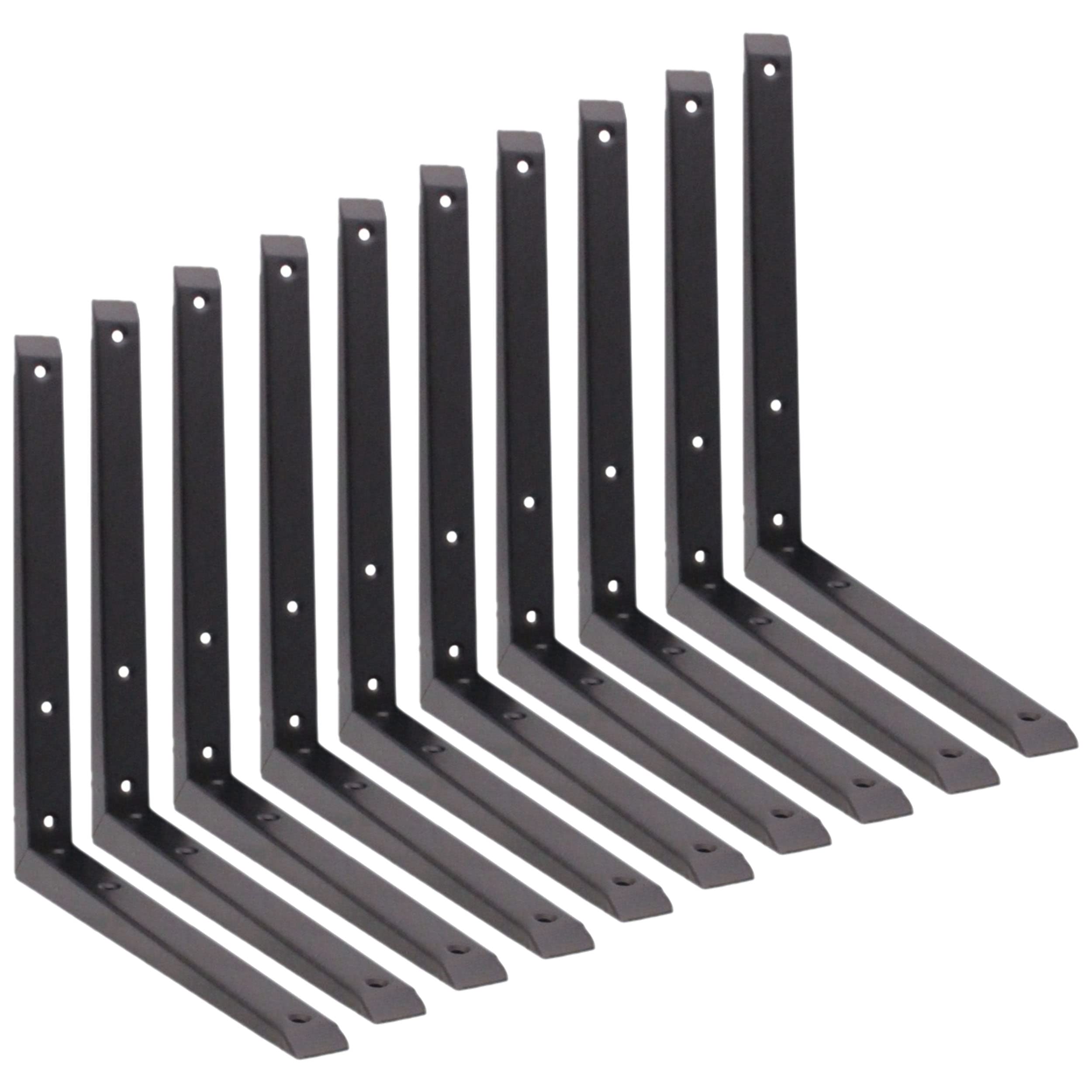 Eai Strong Shelf Bracket Mitre Reinforced Hi-Load Pattern300 X 300mmBlackPack Of 10
