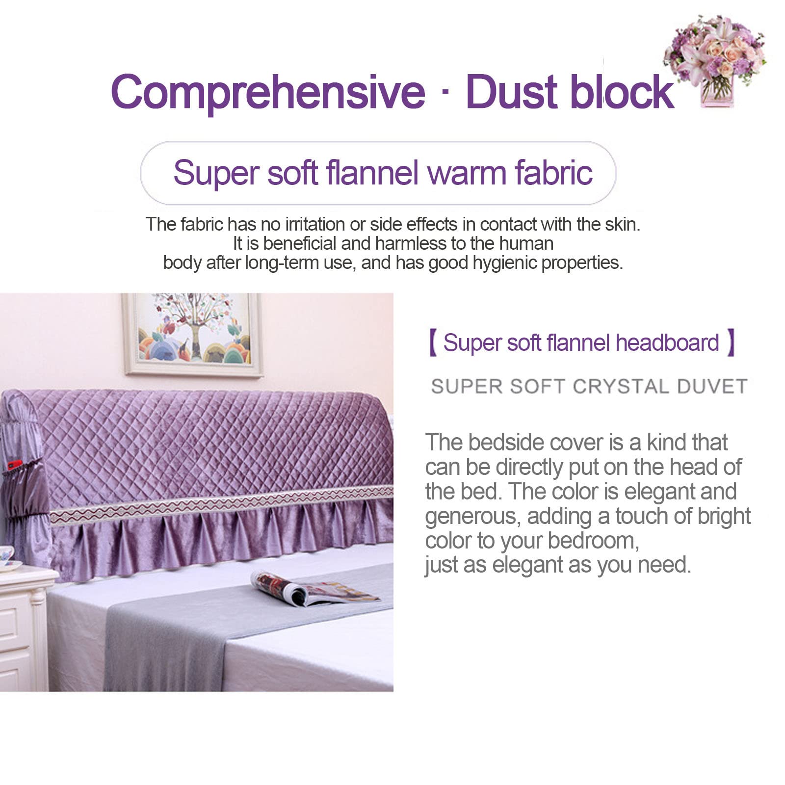 Cubierta de la Cabeza de la Cama Cabecero de la Cama Funda de cabecero Fundas para Cama Individual/Rey Cubierta a Prueba de Polvo para Camas Muebles elásticos de Madera Protectora,