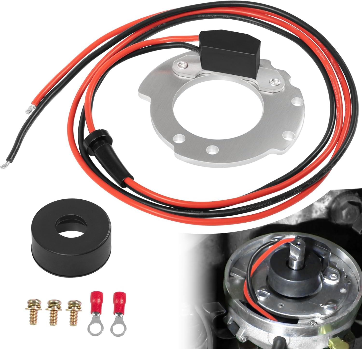 1244A Ignitor Electronic Ignition Conversion Kit, Compatible with Ford Tractors 4 Cylinder 2N 8N 9N 500-800 Series - Side Mount Distributor Only, 12V Negative Ground Ignition Module, Replaces Points