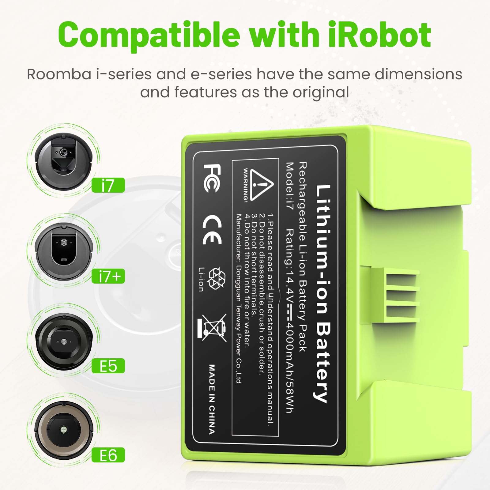 VANPIR ABL-F Battery For IRobot Roomba E And I Series, I7 - Foto 5