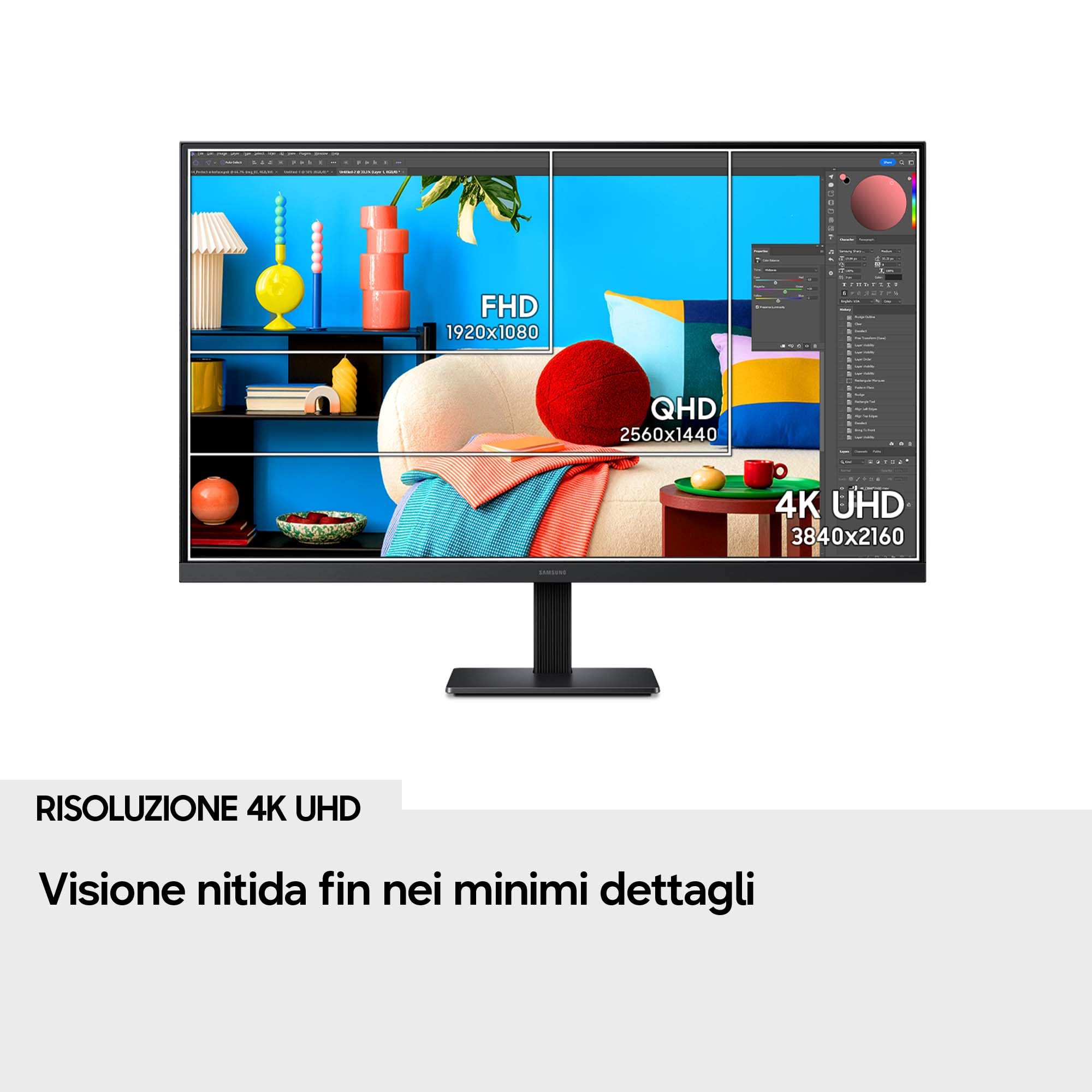 Samsung Monitor HRM ViewFinity S7 S70H (LS32H704EAUXEN), Flat, 32", 4K