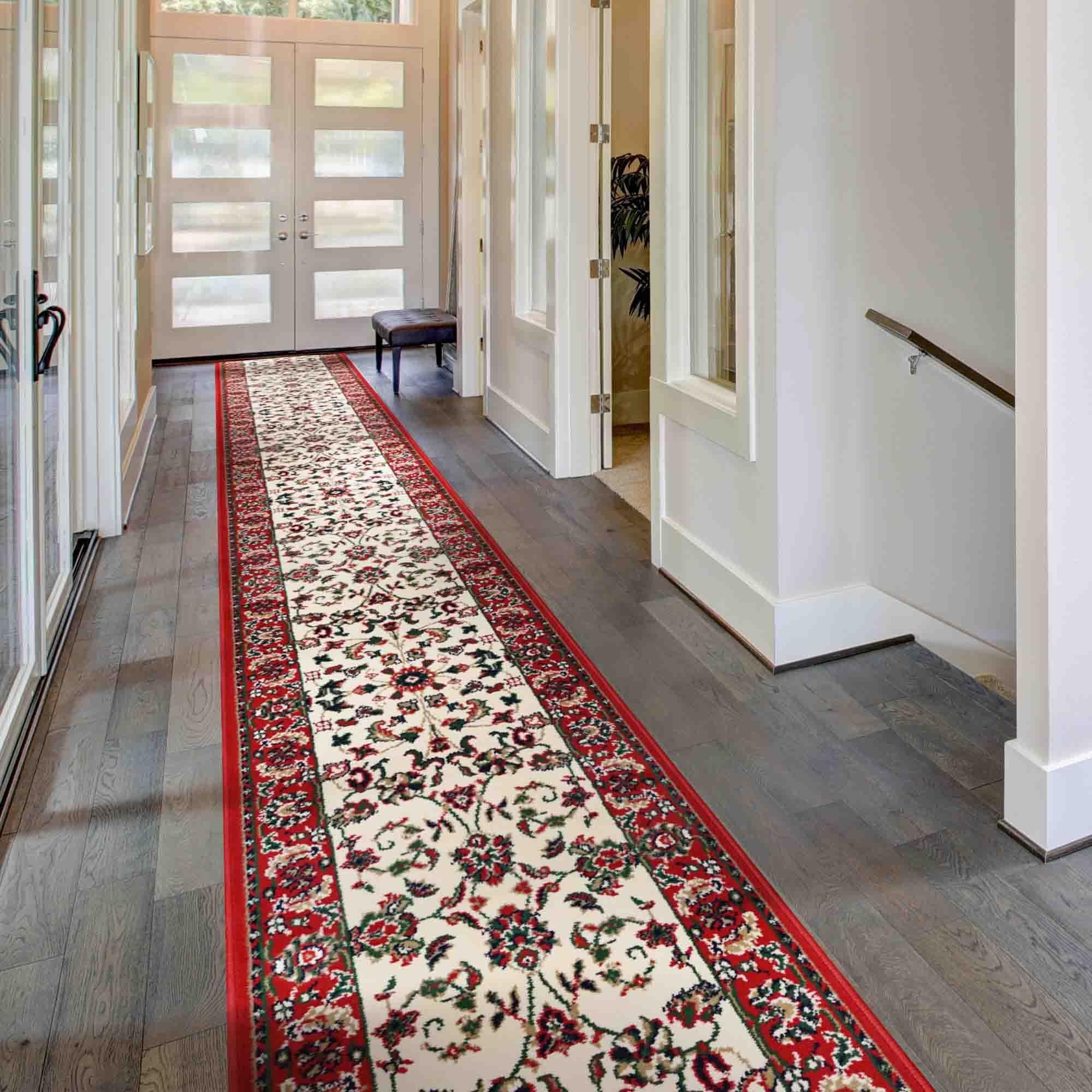 runrug Hallway Runner Rug - Soft Hall Carpet Runner, Kitchen Rug Runner - Stain Resistant Dirt Stopper - Ideal for High Foot-Traffic Areas - 80cm Wide x 330cm Long - Persian, Cream