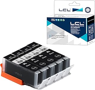 LCL Compatible for Canon PGI-250 PGI-250XL PGI-250XLBK (4-Pack PGBK) Ink Cartridge for Canon PIXMA MG5420 MG5422 MG5520 MG5522 MG5620 White MG6320 MG6420 MG6620 White Orange MG7120 MG7520