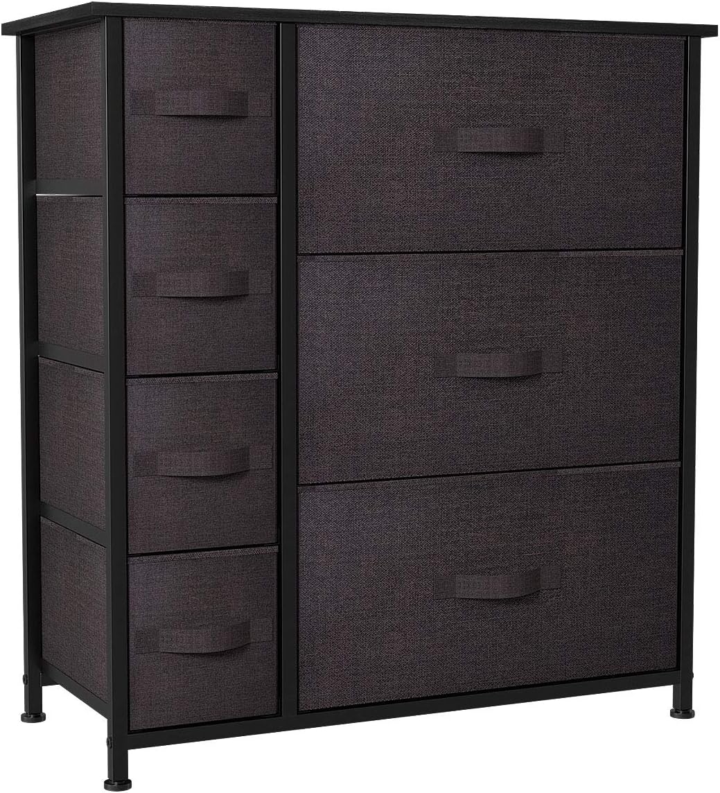 YITAHOME High Storage Tower with 7 Drawers - Fabric Dresser, Organizer Unit for Bedroom, Living Room, Closets & Nursery - Sturdy Steel Frame, Easy Pull Fabric Bins & Wooden Top (Brown)