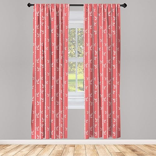 Miniatura 38 de Ambesonne Cortinas abstractas para ventana, patrón de encaje ornamental con formas de floración floral, arte clásico de estilo medieval, juego de 2