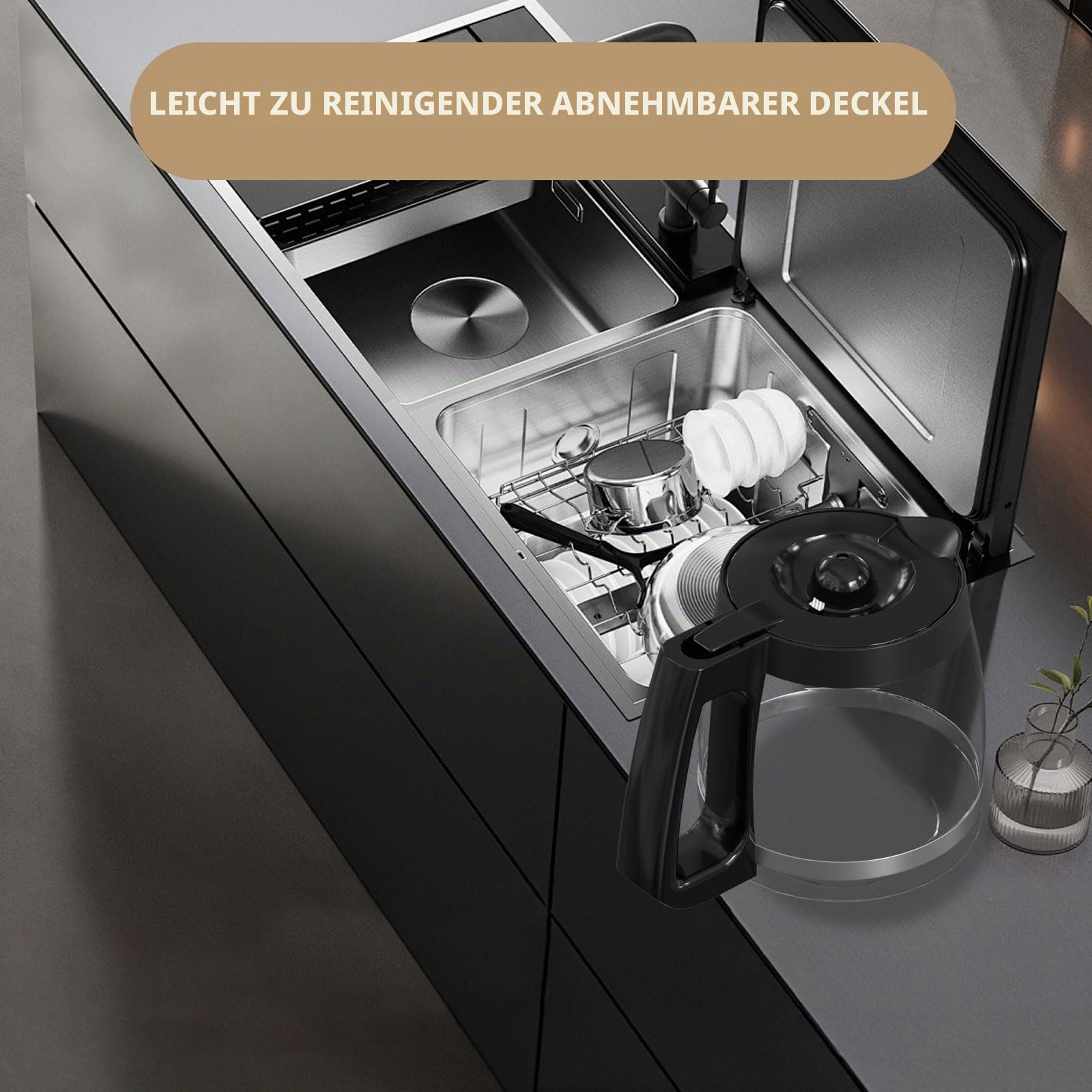 12-Tassen-Ersatz-Glaskanne für Kaffeemaschine Hamilton Beach 46310, 49980R, 49976, 49350, 49980A, 49980Z, 49983, 49618, 46300, 49966, 1 Packung