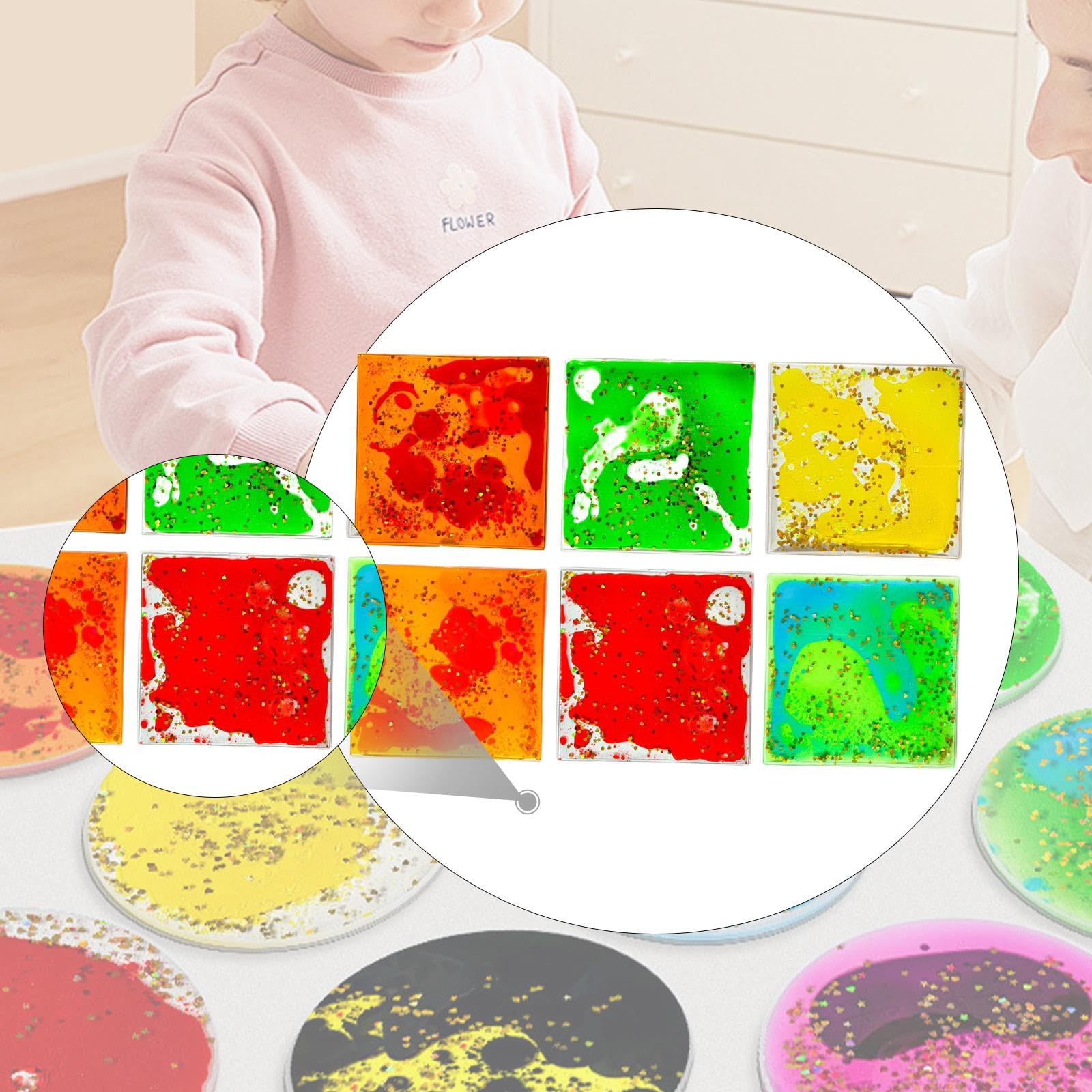 predolo 6X Gel Sensoriale Morbido Gel Liquido Giocattoli Regali da Viaggio Giocattoli Calmanti per Bambini Liquidi Sensoriali per Adolescenti Bambini, Piazza