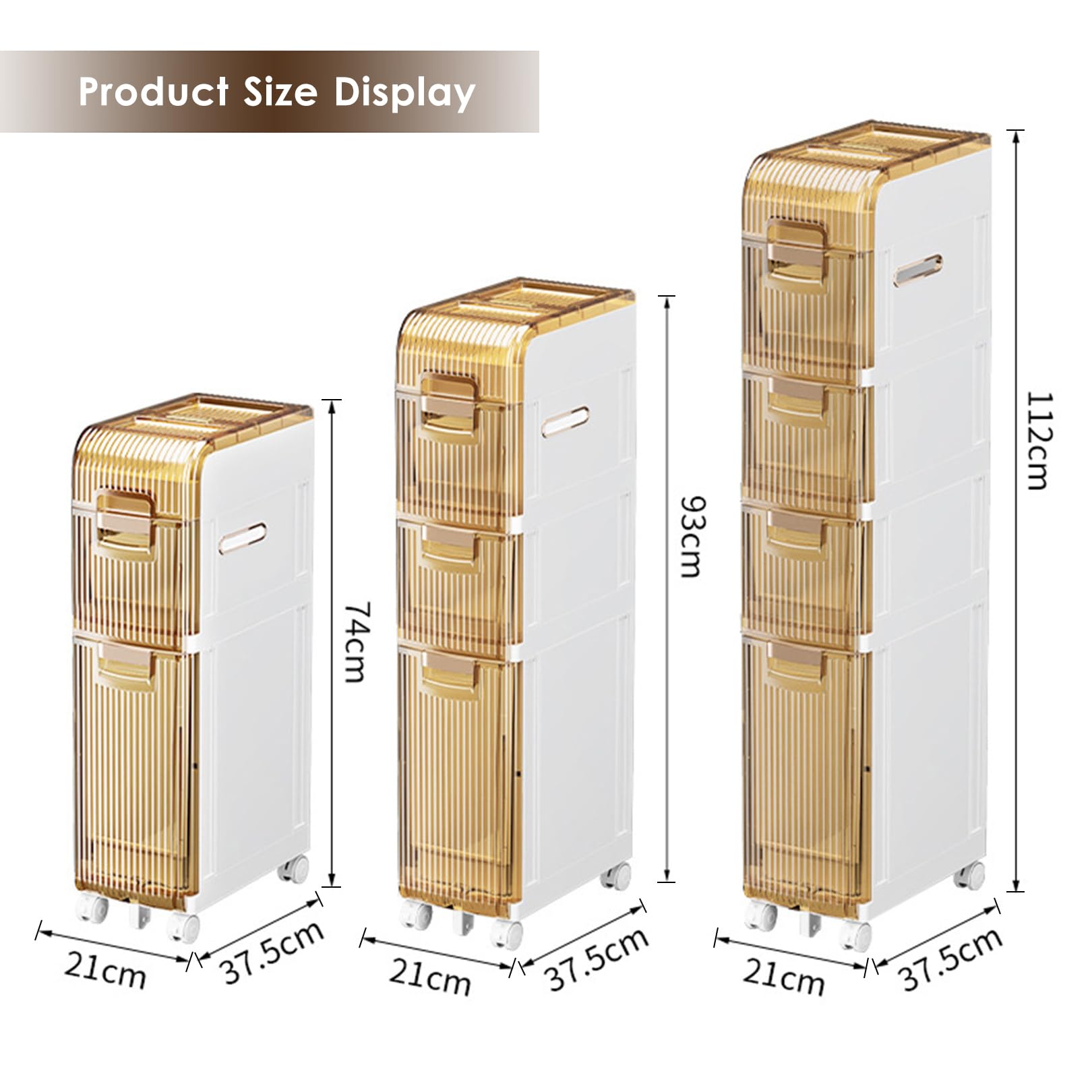Gabinete de almacenamiento Estrecho para baño, gabinete de almacenamiento de piso con cajones multicapa y 4 ruedas universales, unidad de almacenamiento de baño Alta y d
