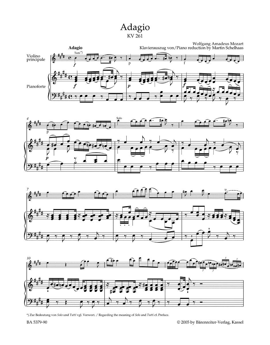 Mozart: Pieces for Violin and Orchestra, K. 261, 269 & 373 (Solo Part with Piano Reduction)      Sheet music