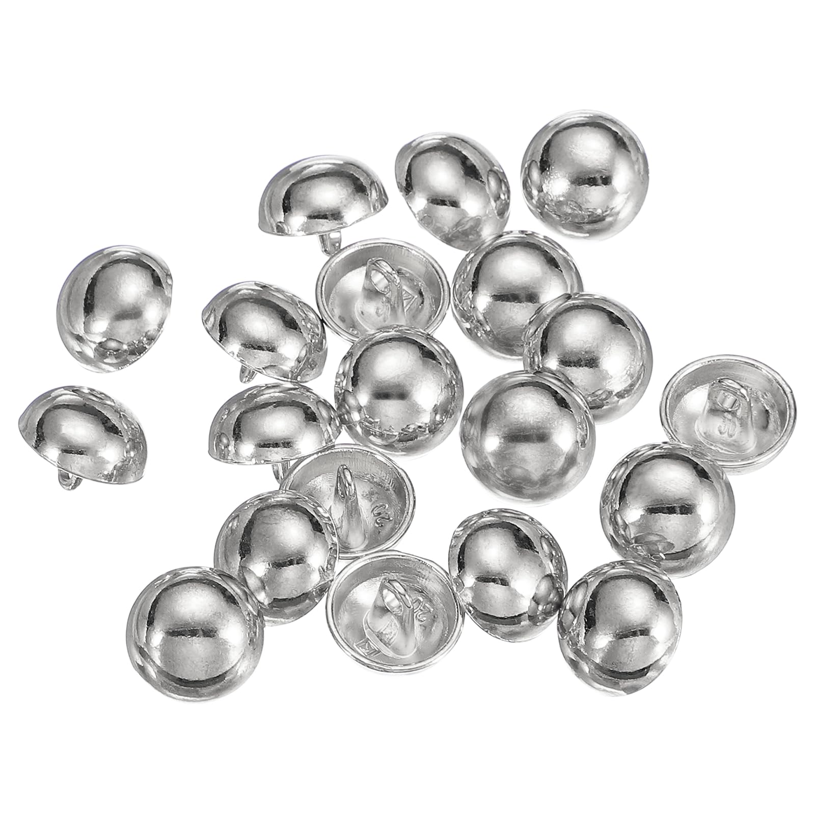 sourcing map 20pcs Half-Domed Metal Sewing Buttons, 12.5mm / 0.49" Half Round Mushroom Pearl Cap Metal Buttons with Shank for Blazer Suit Coat Jacket Cloth Garment Decoration, Silver