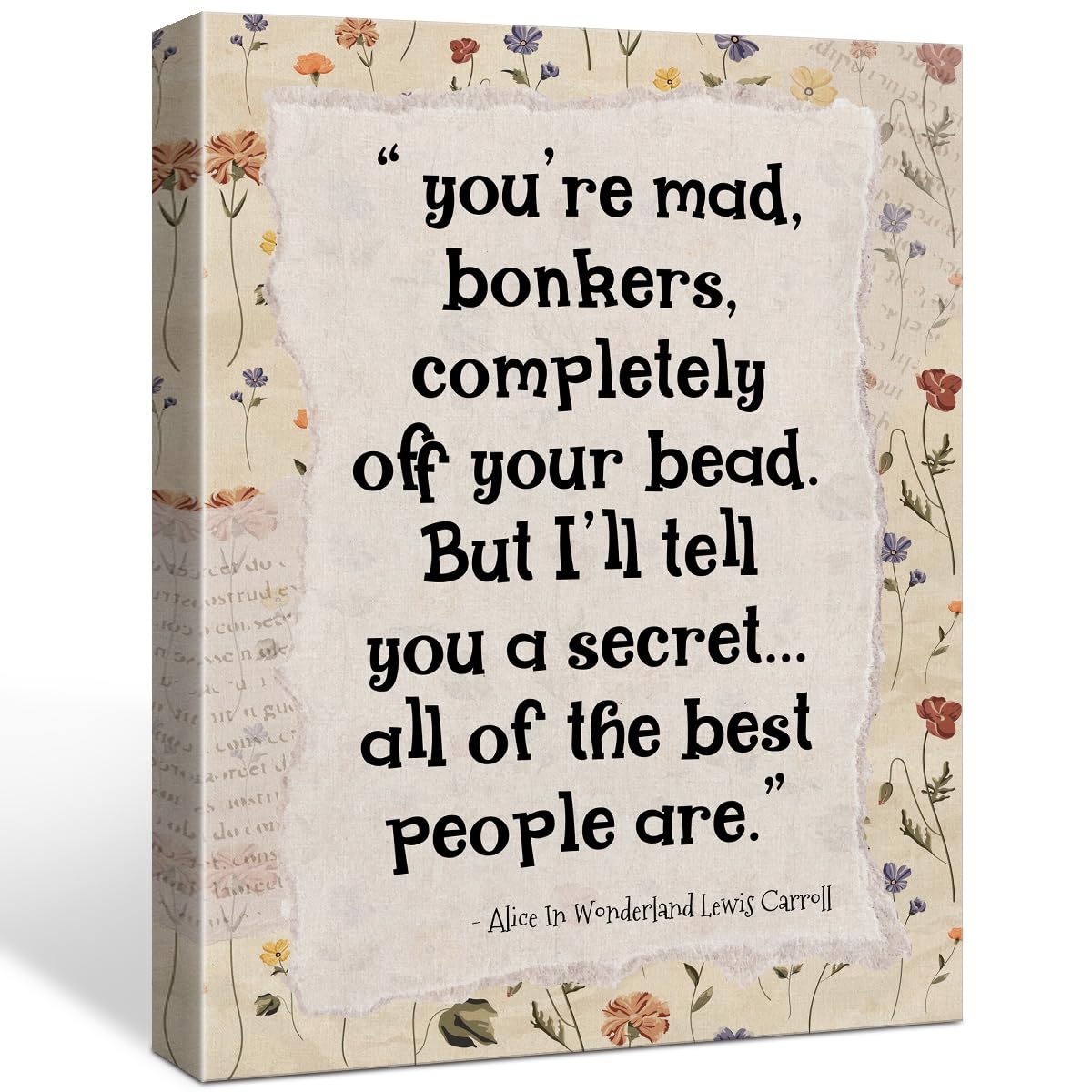 HEWBE Motivational Quotes Gifts You're Mad Bonkers Quote Canvas Poster Wall Art Wall Decor Decorations for Bedroom Living Room Farmhouse 11.5 x 15 inch