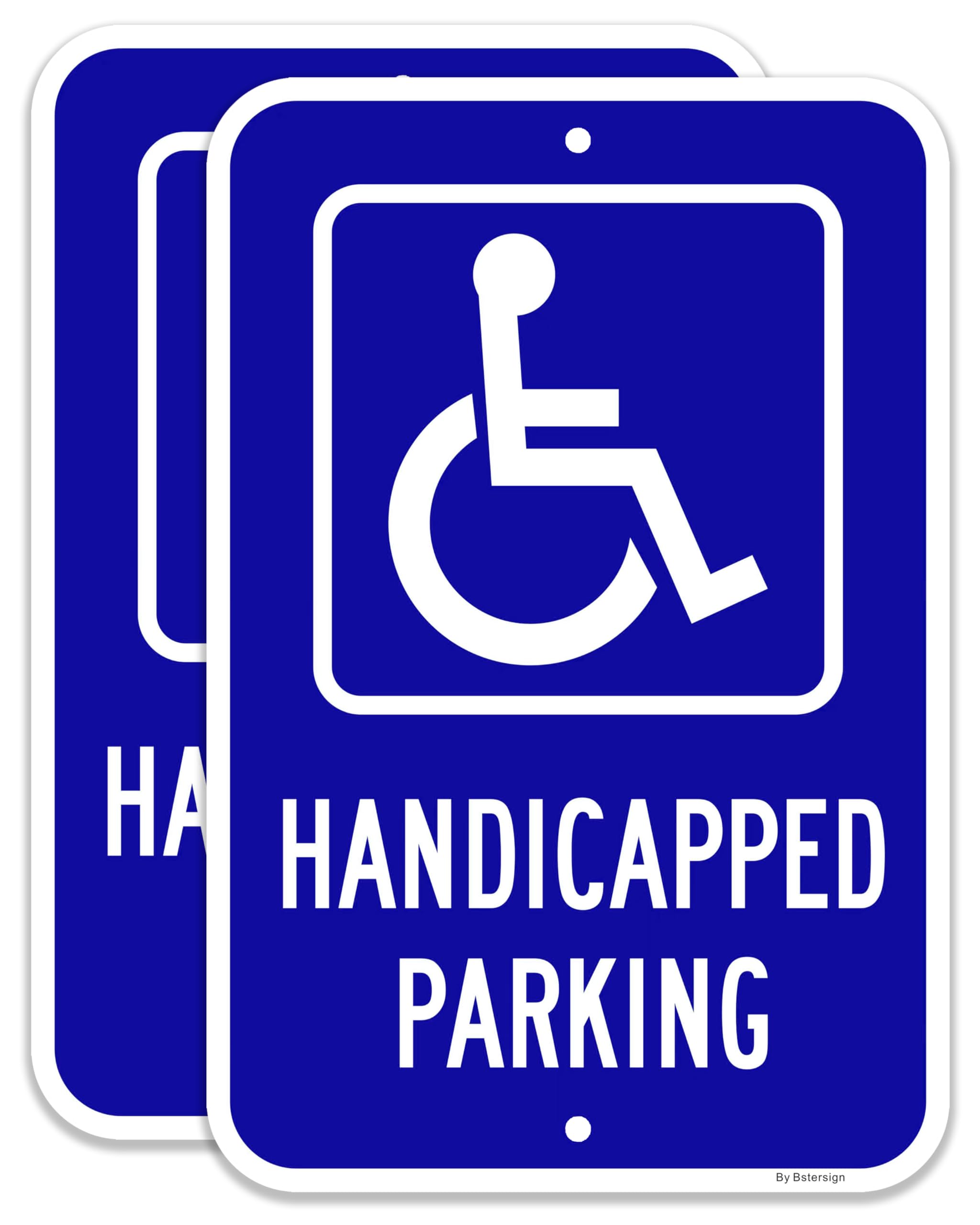2 Pack Large Handicap Parking Sign, Reserved Handicapped Signs, 18" x 12" .040 Rust Free Aluminum – Reflective, UV Protected and Weatherproof