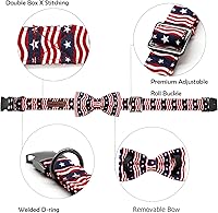 Vista 3 de Lionheart glory Collar de perro con bandera estadounidense, collar de lazo para perro del 4 de julio, resistente y ajustable, patriótico