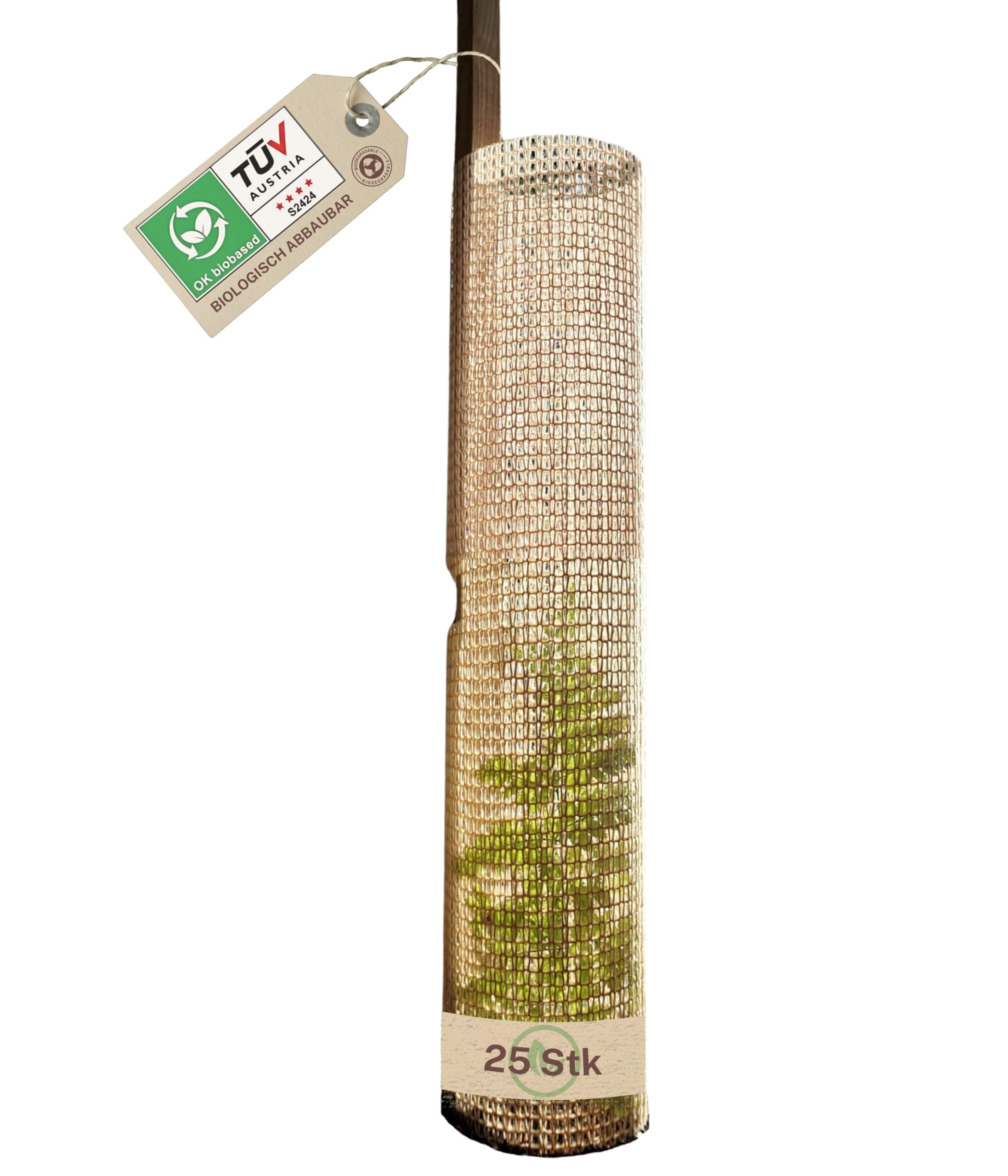 Baumschutz (25 Stück) - BIOLOGISCH ABBAUBAR - Baumschutz Wilderverbiss - Wuchshülle aus Baumwolle & Maisstärke - Fegeschutz - Baumschutz Stamm - Verbissschutz für Bäume - Easy Setup