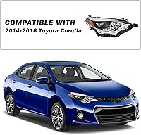 Vista 5 de SOCKIR Conjunto de faros delanteros para 2014 2015 2016 Toyota Corolla Base/CE/C/LE Eco/LE/L/S Plus/S/Sedan de 4 puertas. Proyector LED de repuesto