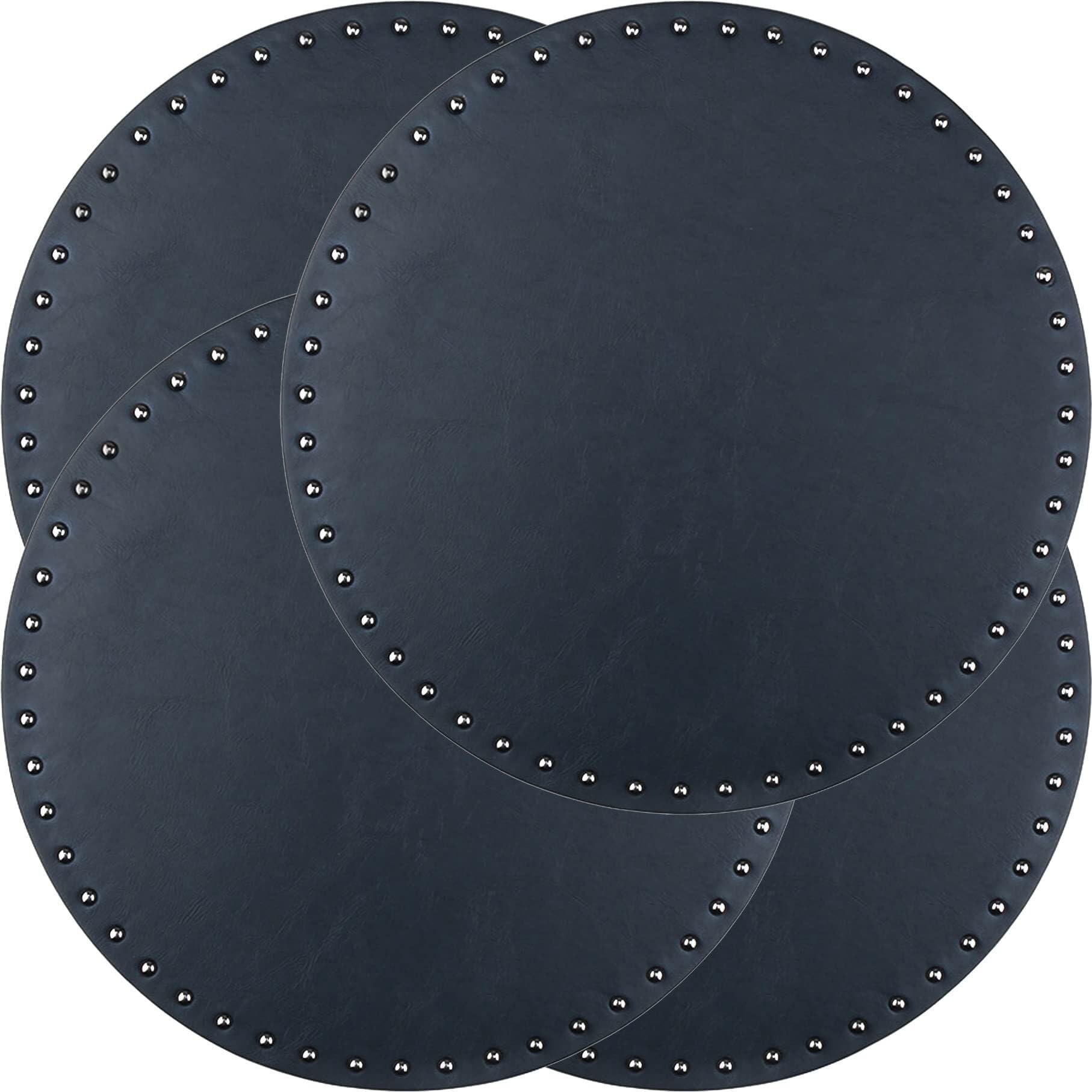 Sets de table ronds en cuir PU noir lavables et thermorésistants pour table