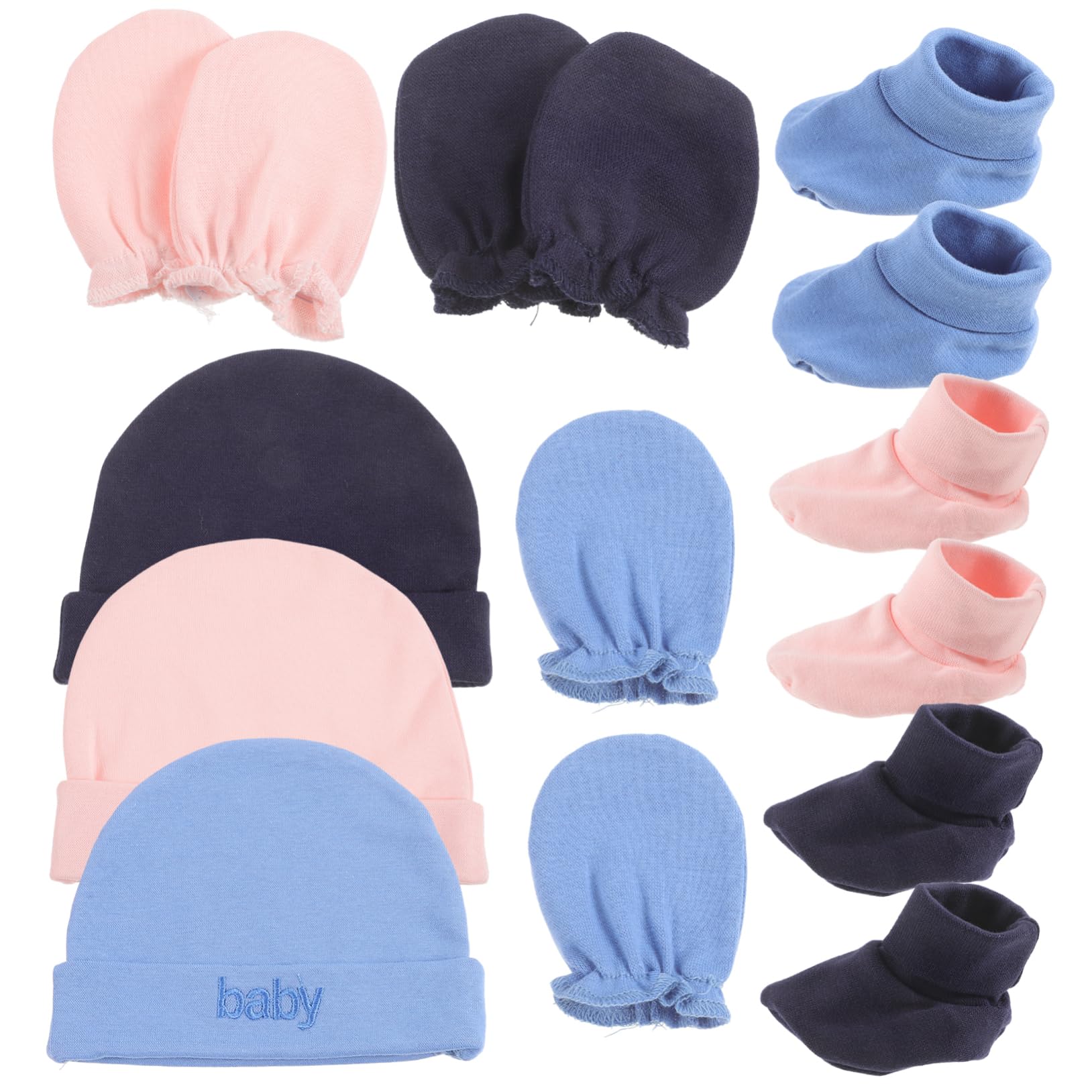 HAPINARY 3-pc Newborn Hat Mittens Foot Covers Set Girl Newborn Mittens Hats for Winter