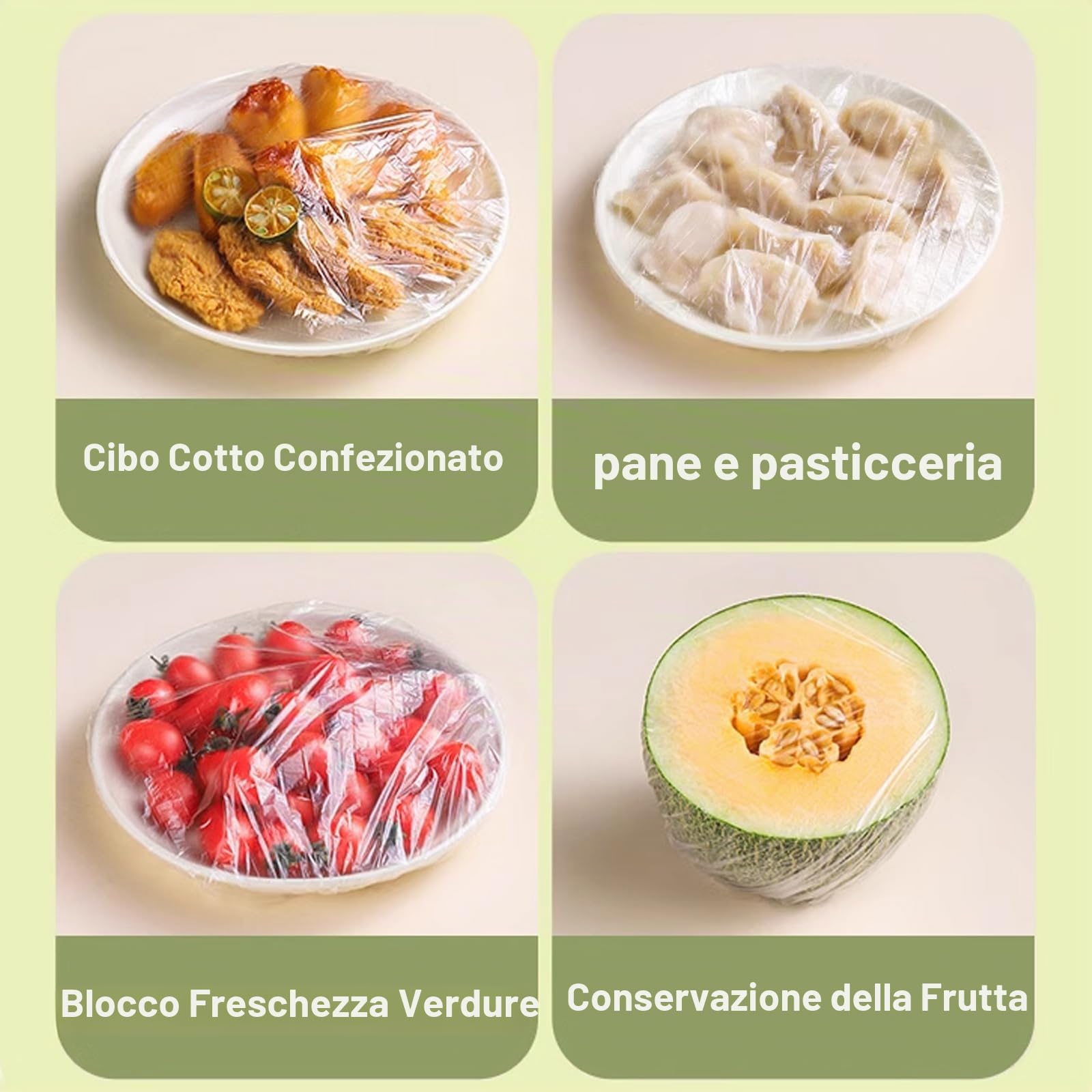 100 pezzi di pellicola trasparente con gomma elastica, riutilizzabili, coperture per alimenti, sacchetti sigillati per la conservazione degli alimenti