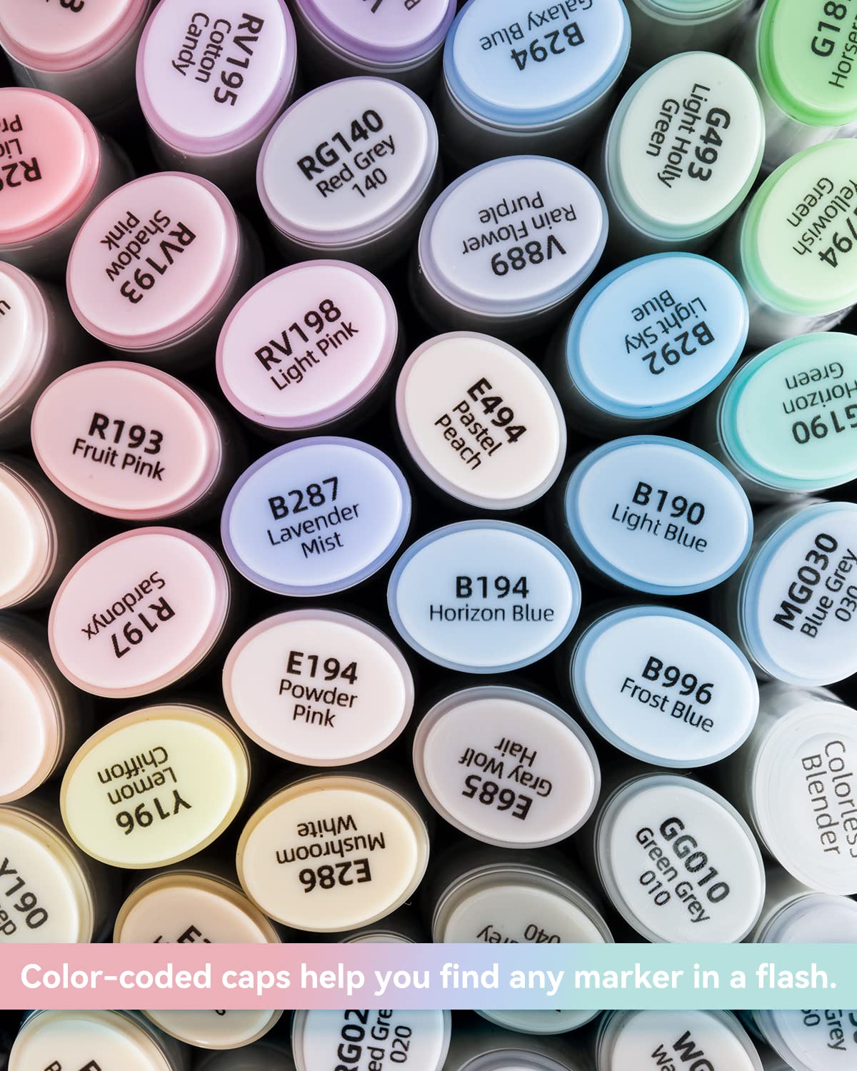 Ohuhu Pastel Markers Alcohol Based Double Tipped Art Marker Set for